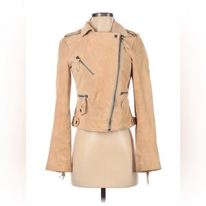 ASOS Tan Suede Asymmetrical Zip Leather Jacket